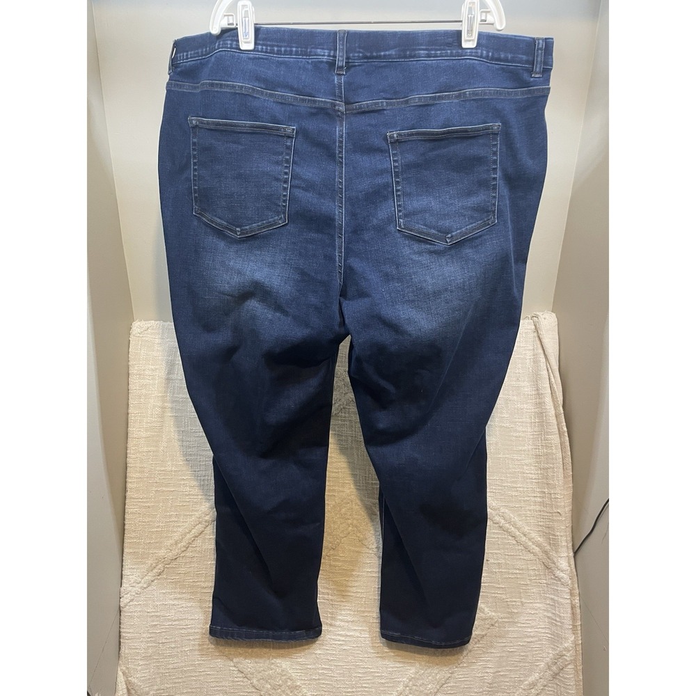 Denim & Co Dark Blue Wash Stretch Pull On Jeans Plain Pocket Women's Size 26 W